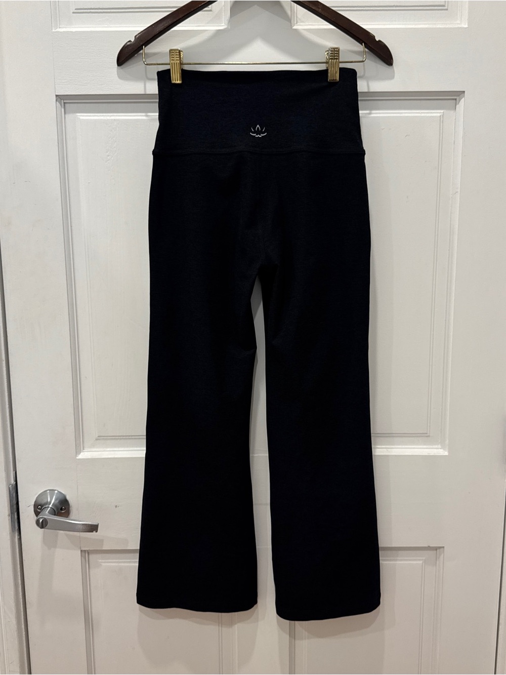 Beyond Yoga Black High Waist Wide Leg Yoga Pants M Foldover Lounge Pilates